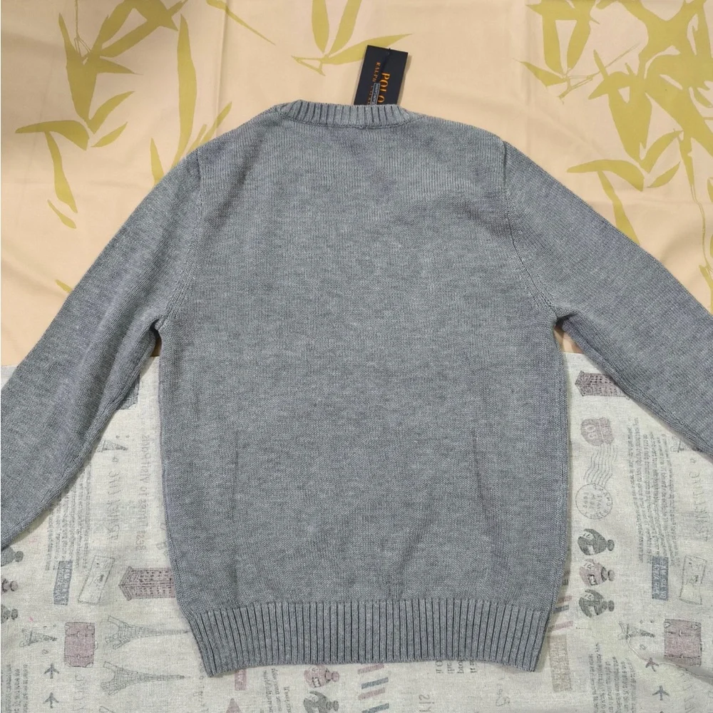 Polo by Ralph Lauren Light Grey Bear Patch Crewneck Sweater